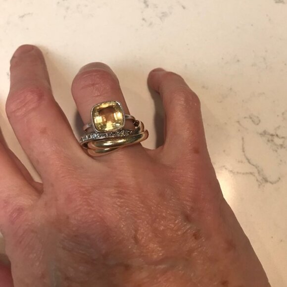 Lisa Eldridge The Meena Ring Cushion Cut Citrine in Solid Sterling Silver - Picture 5 of 5